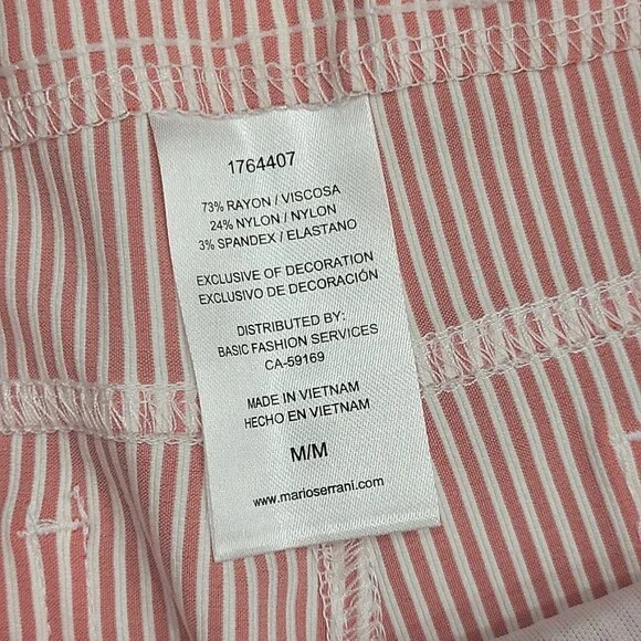 Womens Capri Pull On Striped Pants with Pockets Medium Size Tomato Red/Ivory - Picture 10 of 11